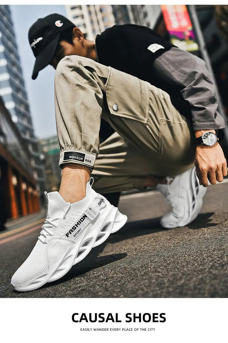 Modische lila Freizeit-Sneaker für Damen und Herren, Blade-Laufschuhe, große Größe 48, leichte, atmungsaktive Sportschuhe für Herren, Mesh-Sneaker