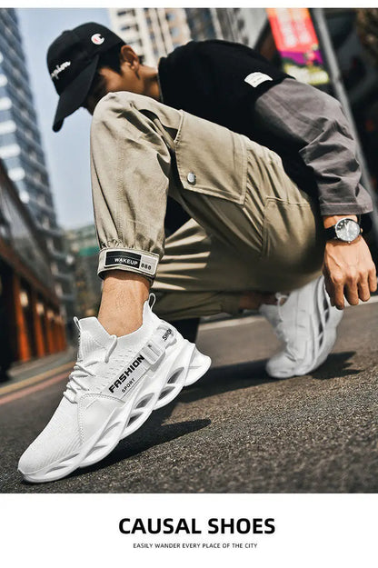 Modische lila Freizeit-Sneaker für Damen und Herren, Blade-Laufschuhe, große Größe 48, leichte, atmungsaktive Sportschuhe für Herren, Mesh-Sneaker