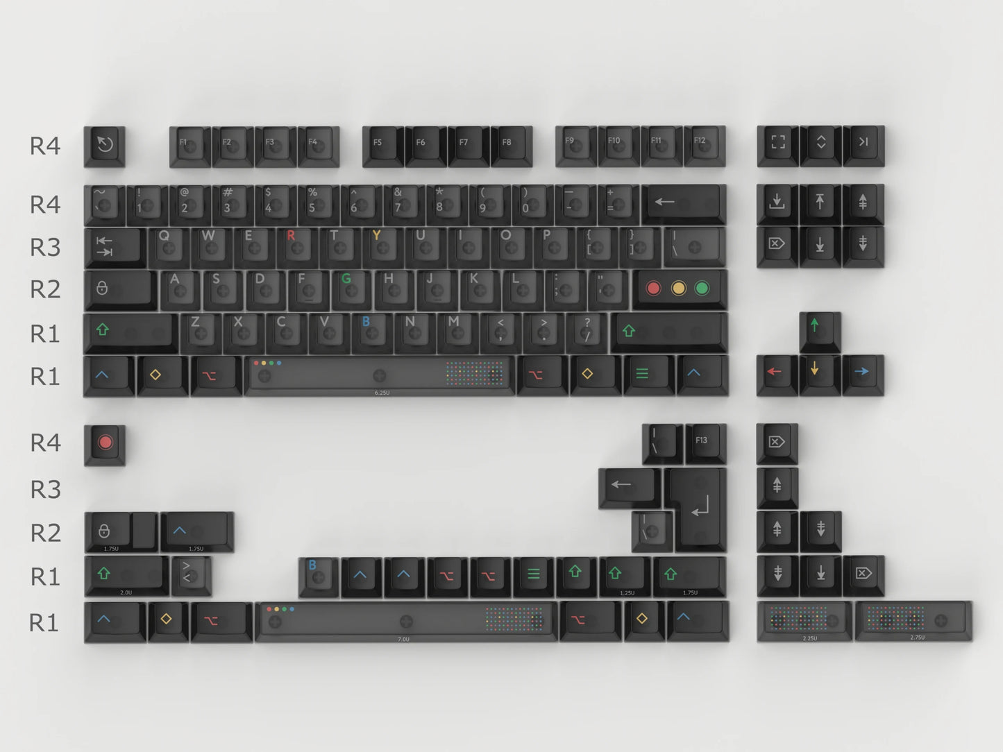 Aifei 122 Pieces Keycaps Black Light ABS UV Print Fog Transparent Cherry Height for Mechanical Keyboard Anne Pro 2 GK61