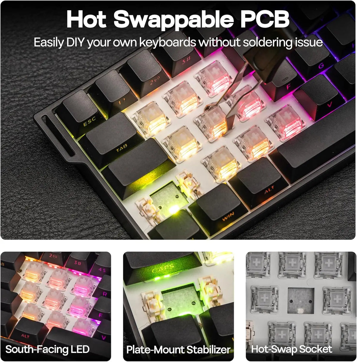 AULA Mini60 HE/Pro/Max 60% Magnetic Switch Gaming Keyboard RGB Tri Mode Mechanical Keyboard 8000Hz 0.01mmRT for E-Sports Gifts