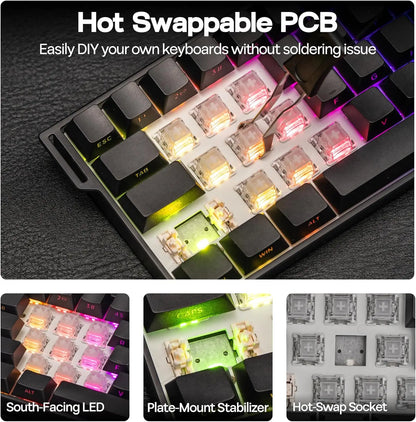 AULA Mini60 HE/Pro/Max 60% Magnetic Switch Gaming Keyboard RGB Tri Mode Mechanical Keyboard 8000Hz 0.01mmRT for E-Sports Gifts