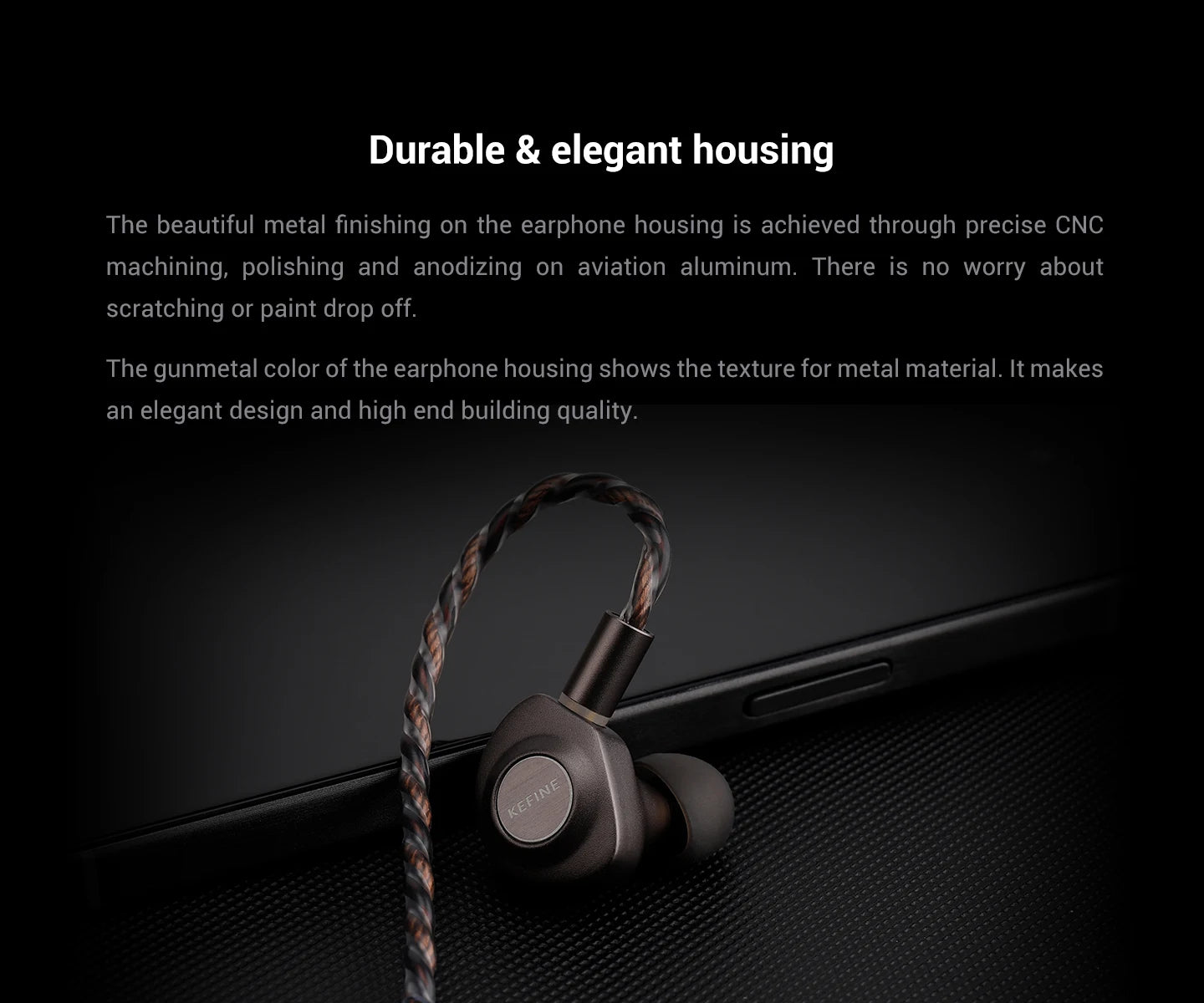 KEFINE Delci HiFi Wired IEM Earphones with 10mm DLC+PU Dynamic Driver, CNC Metal Housing, Detachable 0.78mm 2Pin Cable