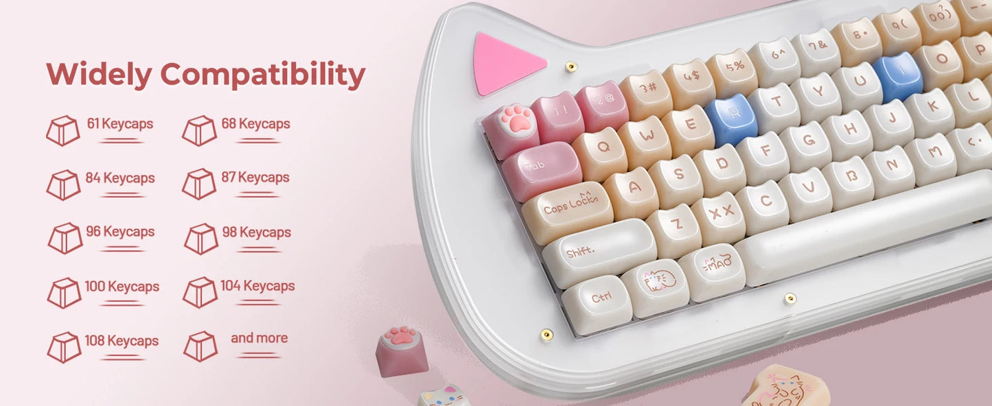 XVX 148 Keys Cat Theme Keycaps MAO Profile key cap Korean Glossy Cute Keycap for Keyboard 61 64 68 78 87 96 98 104 108