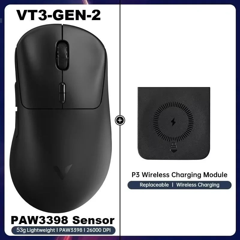 Rapoo VT3Pro GEN-1 Wireless Gaming Mouse 26,000 DPI, 8KHz Polling Rate, 59g Lightweight, 9 Programmable Buttons, PAW3398 Optical Sensor