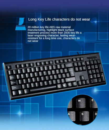 Q9 Wired USB Keyboard 104-Key Business Office Keyboard for Desktop & Laptop, Full-Size Wired USB Keyboard for Home, Office & Windows/Mac