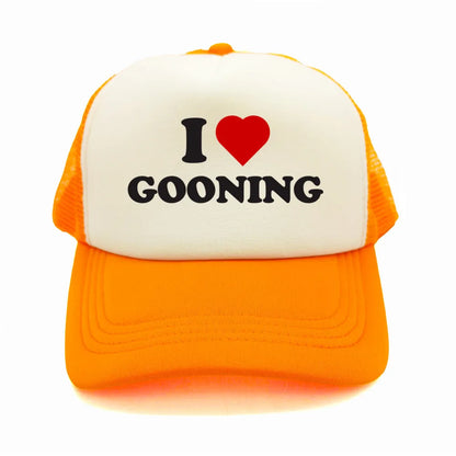 Sjove „I Love Gooning“-baseballkasketter – Cool sommerhat til mænd i netstof – Humoristisk truckerkasket – Unisex udendørs kasketter i netstof – MZ-080