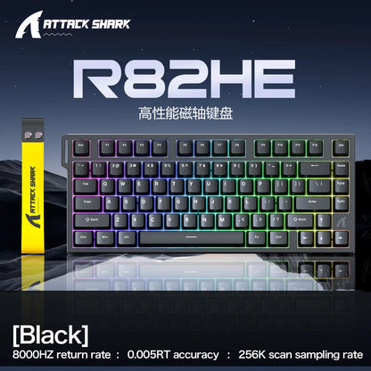 ATTACK SHARK R82 HE Wired 75% Magnetic Keyboard RGB 8000Hz Rapid Trigger 0.005mm Actuation Gaming Keyboard