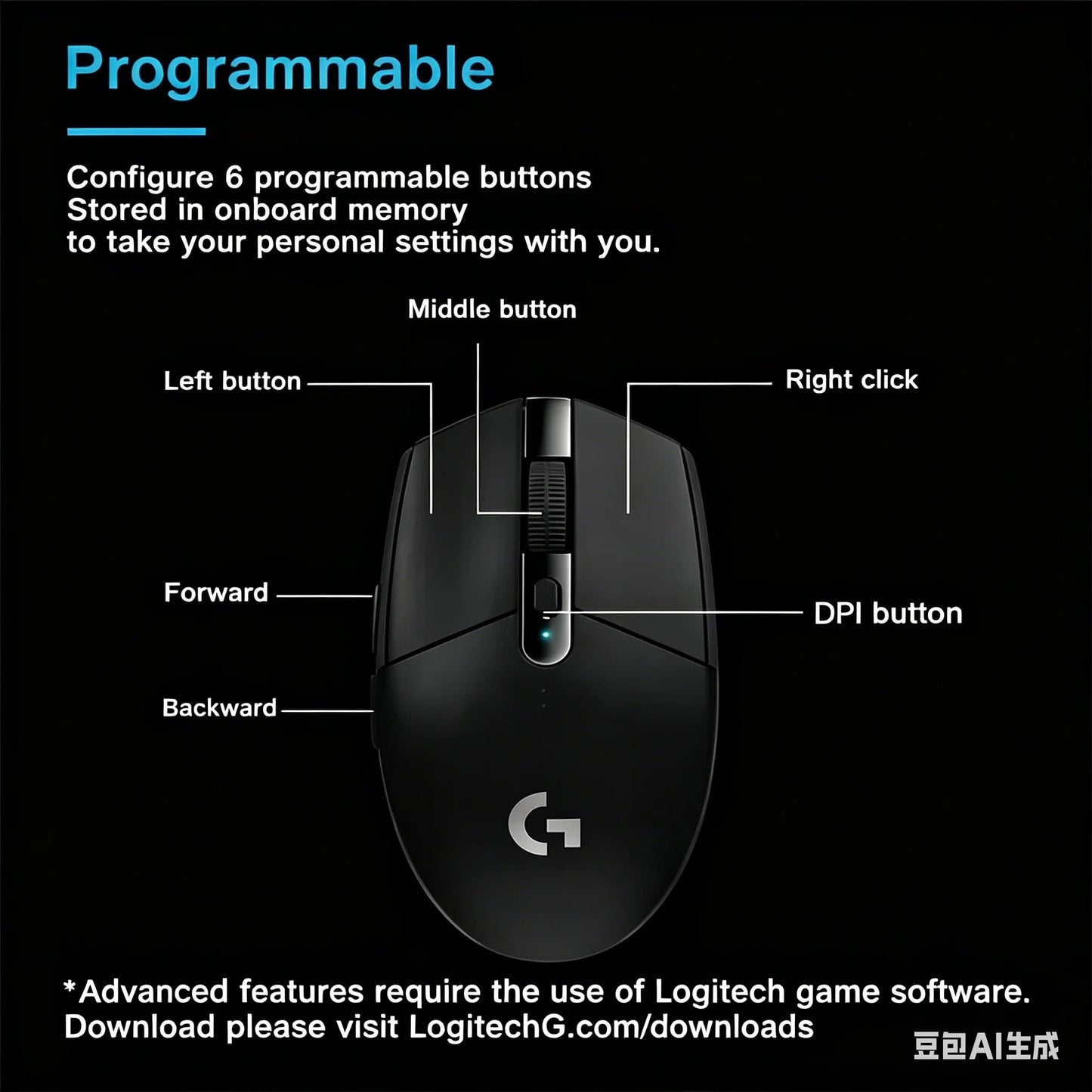 Logitech G304 Wireless Gaming Mouse LIGHTSPEED, Lightweight Ergonomic Wireless Mouse for PC, High-Performance Gaming Mouse