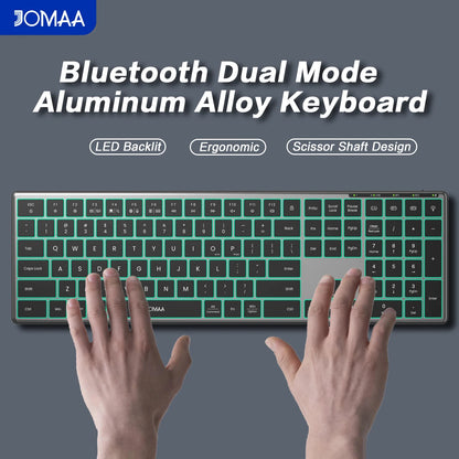 Jomaa Wireless Bluetooth Keyboard Multi-Device Full Size Wireless Backlight Keyboard with Number Pad,for Windows/PC/Laptop/Phone