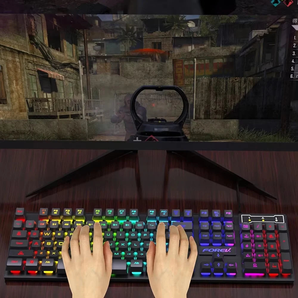 104 Keys USB Wired Keyboard RGB Mechanical Gaming Keyboard Ergonomic Esports Keyboard Computer Accessorie for Laptop Macbook