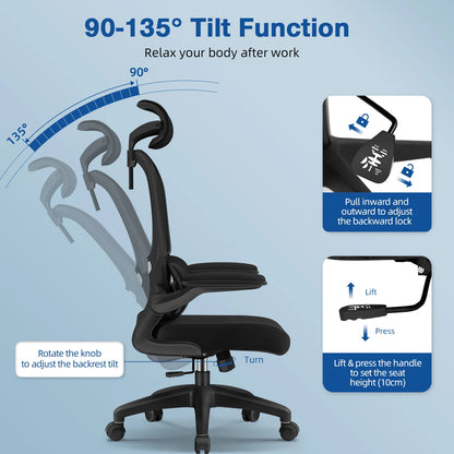 Daccormax Ergonomic Office Chair with Lumbar Support, Adjustable Headrest & Armrests, Computer Desk Chair with 150kg Capacity