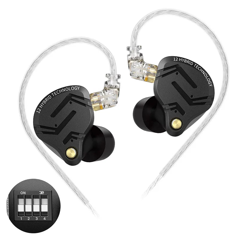 KZ ZS12 PRO X Hybrid Dynamic Balanced Armature IEM Earphones, HiFi In-Ear Monitor Headphones with Detachable Silver-Plated Cable, Studio-Grade Wired Earbuds