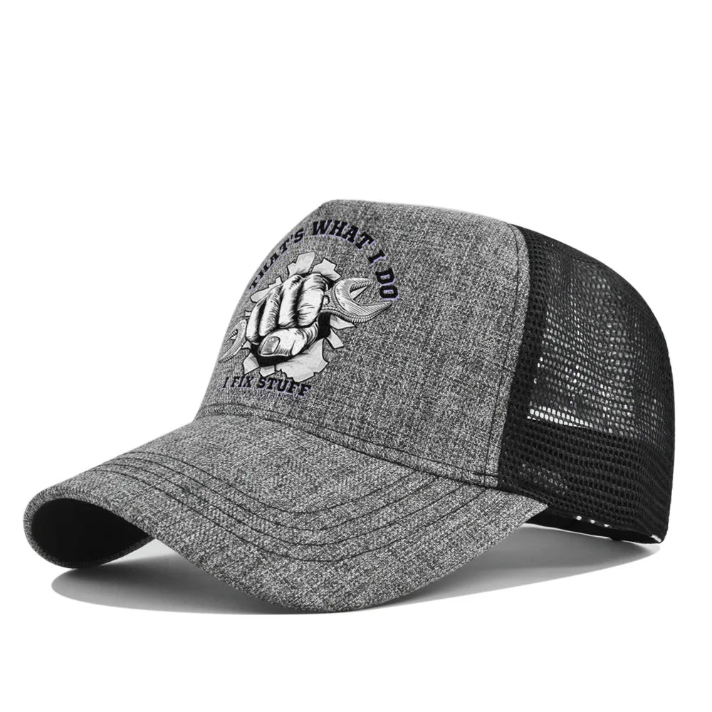 Modebaseballkasket i printet, åndbart net til forår/sommer – Gorras med personligt logo til mænd, kvinder og par – Visirhat, casquette