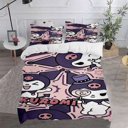 Kuromi Duvet Cover Cute Pillowcase Bedding Set Adult Boy Girl Bedroom Decoration Children Gift Single Double Large Size