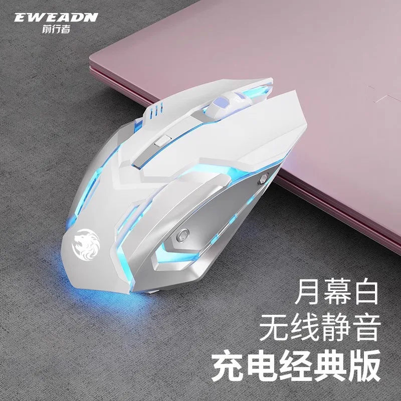 Frontline Pink Gaming Mouse Wireless Bluetooth Silent Mechanical Gaming Mouse, Cute RGB Computer Mouse for Gaming, Office & Laptop