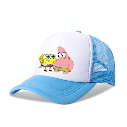 Niedliche SpongeBob-Baseballkappe – Anime, rund, für Kinder, Jungen, Mädchen, Erwachsene – Sport, Freizeit, Sonnenschutz, verstellbar, Film, Cartoon, Schirmmütze aus Netzstoff