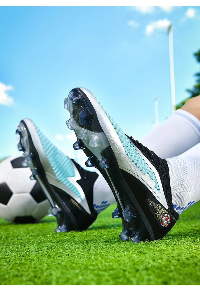 Męskie buty piłkarskie, sportowe buty do piłki nożnej, buty z kolcami do użytku na świeżym powietrzu, dla dorosłych, antypoślizgowe, dla chłopców, z długimi kolcami, treningowe, oddychające, meczowe, wygodne