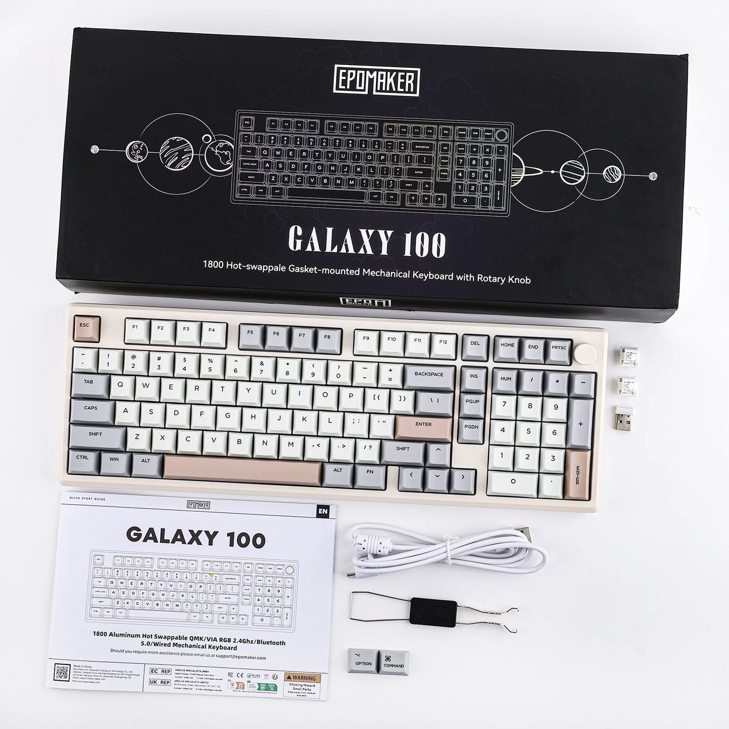 EPOMAKER Galaxy100 1800 ANSI US Layout Hot-Swap Gasket-Mounted Tri-mode Wireless Aluminum Mechanical Gaming Keyboard