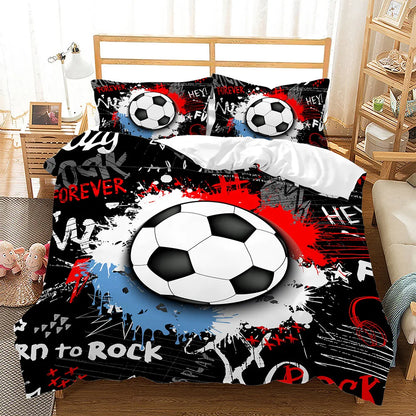 Kinder-Fußball-Bettbezug Queen Size, American-Soccer-Bettwäsche-Set, Sport-Bettdeckenbezug für Jungen, Mädchen und Kinder