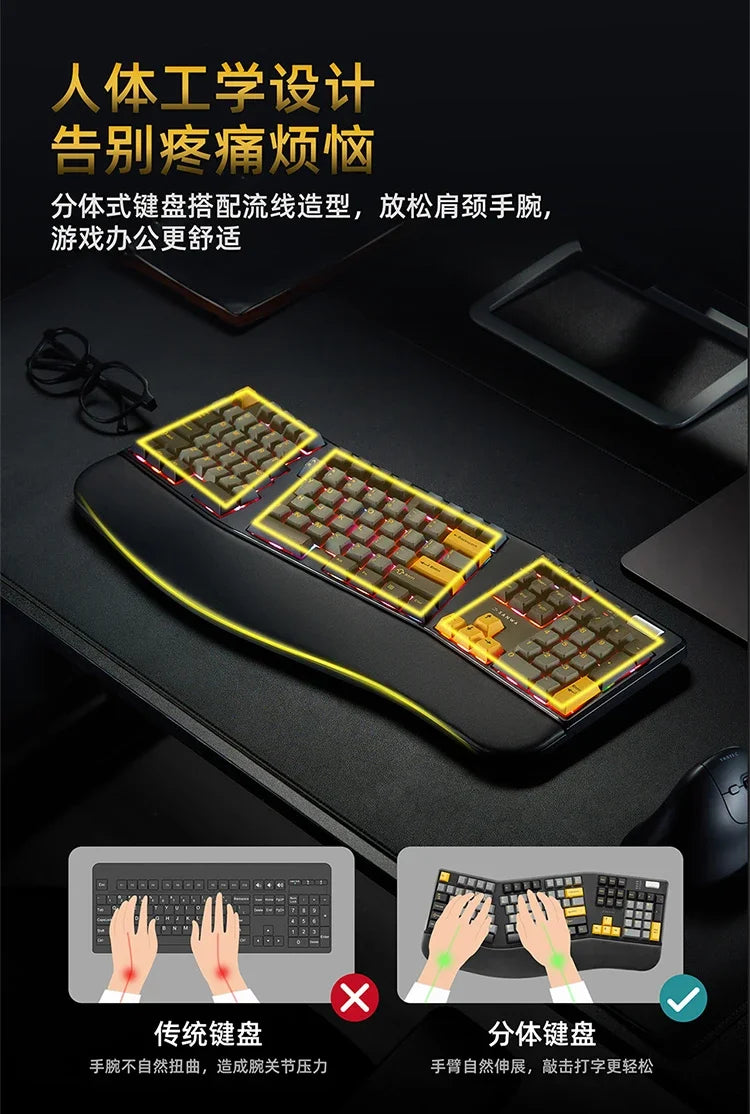 Sanwa Alice Mechanical Keyboard Wireless Tri-mode Gasket Hot-Swap RGB Knob Custom 104key Ergonomic Gaming Office Split Keyboard