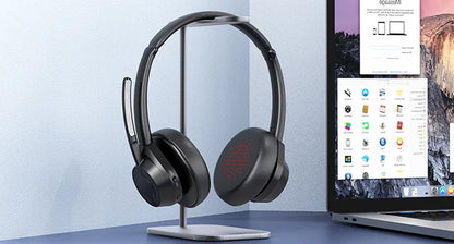 Bluetooth Headset V5.4 Wireless Headphones with Mic, Noise Cancelling Bluetooth Headset for Work, Office Calls, Zoom Meetings, Laptop & Mobile