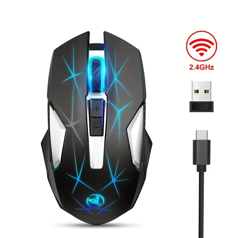 Wireless Gaming Mouse 2.4G Rechargeable Gaming Mouse with RGB Breathing Light, 2400 DPI, 6 Buttons, Instant Response Wireless Mouse for PC, Laptop & Gaming Switch