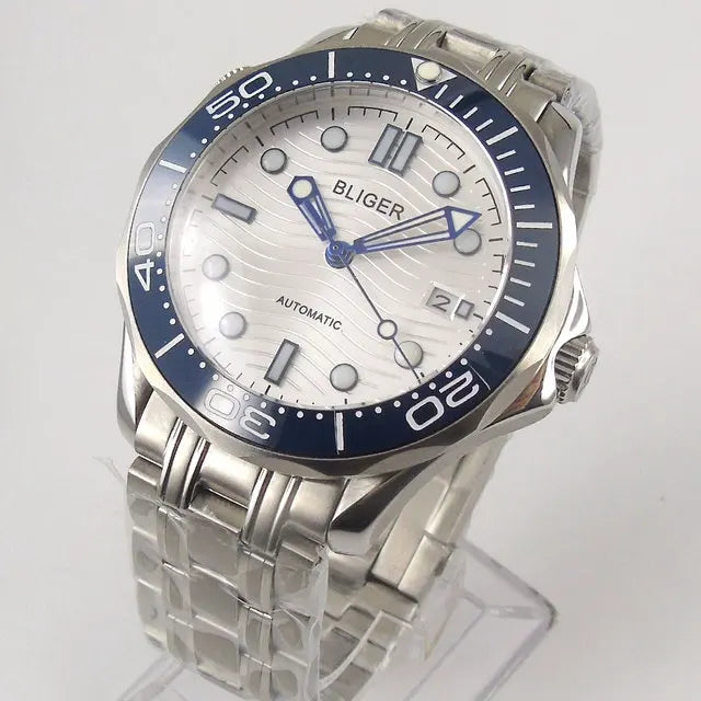 BLIGER Luxury 41mm Mechancial Men Watch Sapphire Glass NH35AMIYOTA PT5000 Movement Steel Bracelet Ceramic Bezel Date Function