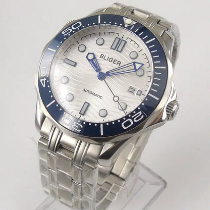 BLIGER Luxury 41mm Mechancial Men Watch Sapphire Glass NH35AMIYOTA PT5000 Movement Steel Bracelet Ceramic Bezel Date Function