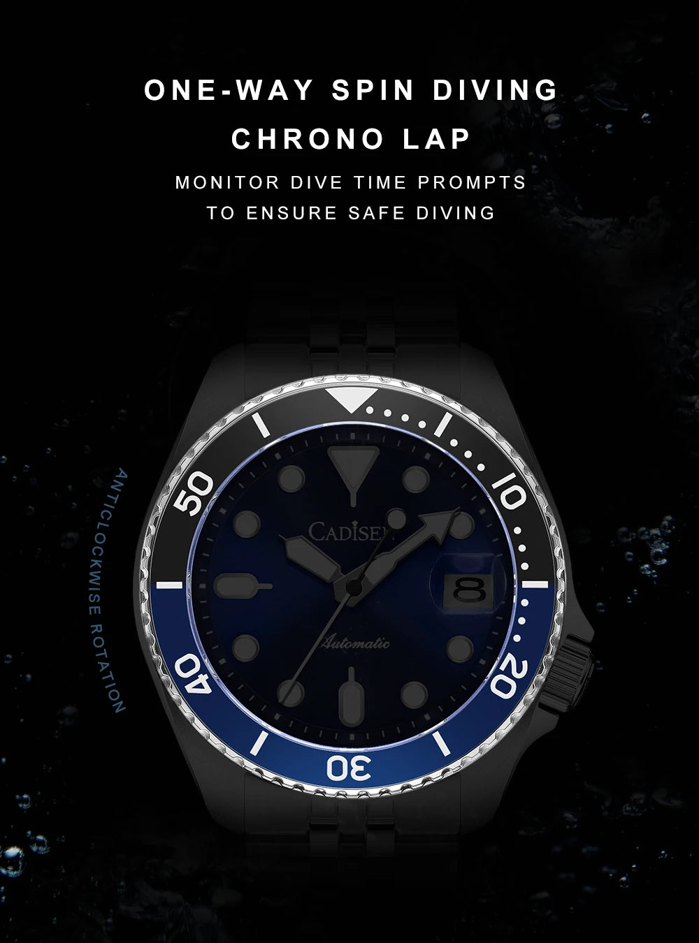 CADISEN New Luminous Men Mechanical Wristwatches Ceramic Bezel Sapphire Glass Automatic Watch Men Relogio Masculino