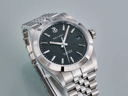 Baltany S4102 Business Man Automatic Mechanical Wristwatch 36mm Linen Dial Engine Turned Bezel NH35 Luxury Dress Watch For Man