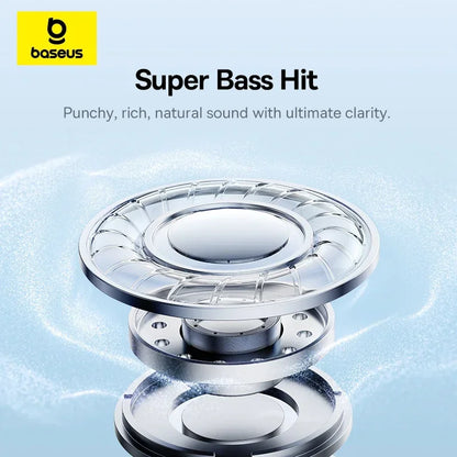 Baseus BH1 Lite Bluetooth 6.0 Wireless Headphones with Super Bass, ENC Clear Calls, 80H Playtime, Over Ear Headset for Gaming & Music
