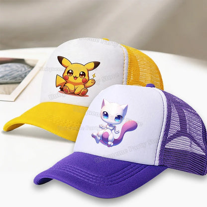 Czapka z daszkiem „Kawaii Pikachus Squirtle” z motywem Pokemonów – dla dzieci i dorosłych, chroniąca przed słońcem, urocza czapka z daszkiem na świeżym powietrzu, letnia czapka typu „dad hat”