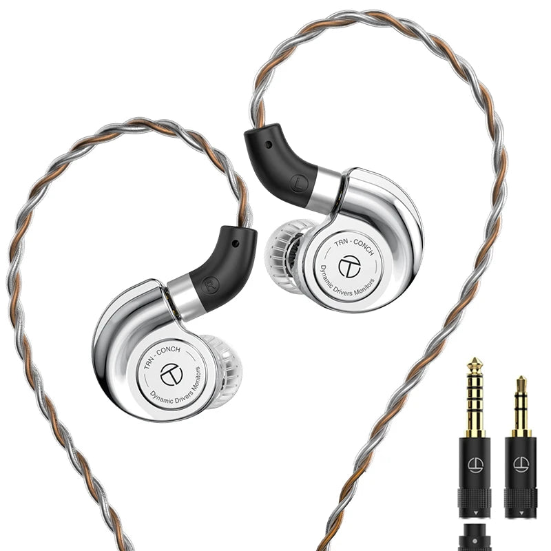 TRN Conch In-Ear Monitor Earphones – DLC Diamond Diaphragm Dynamic Driver HiFi Wired Earbuds with Tuning Nozzle Filters