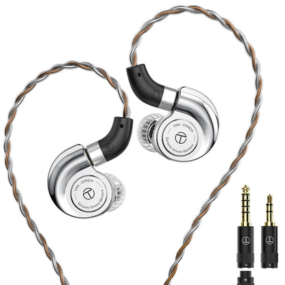 TRN Conch In-Ear Monitor Earphones – DLC Diamond Diaphragm Dynamic Driver HiFi Wired Earbuds with Tuning Nozzle Filters