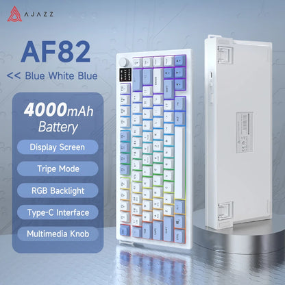 AJAZZ AF82 Low Profile Wireless Gaming Keyboard RGB 75% Mechanical Feel Keyboard, Tri-Mode Bluetooth/2.4G/USB Keyboard for Windows & Mac