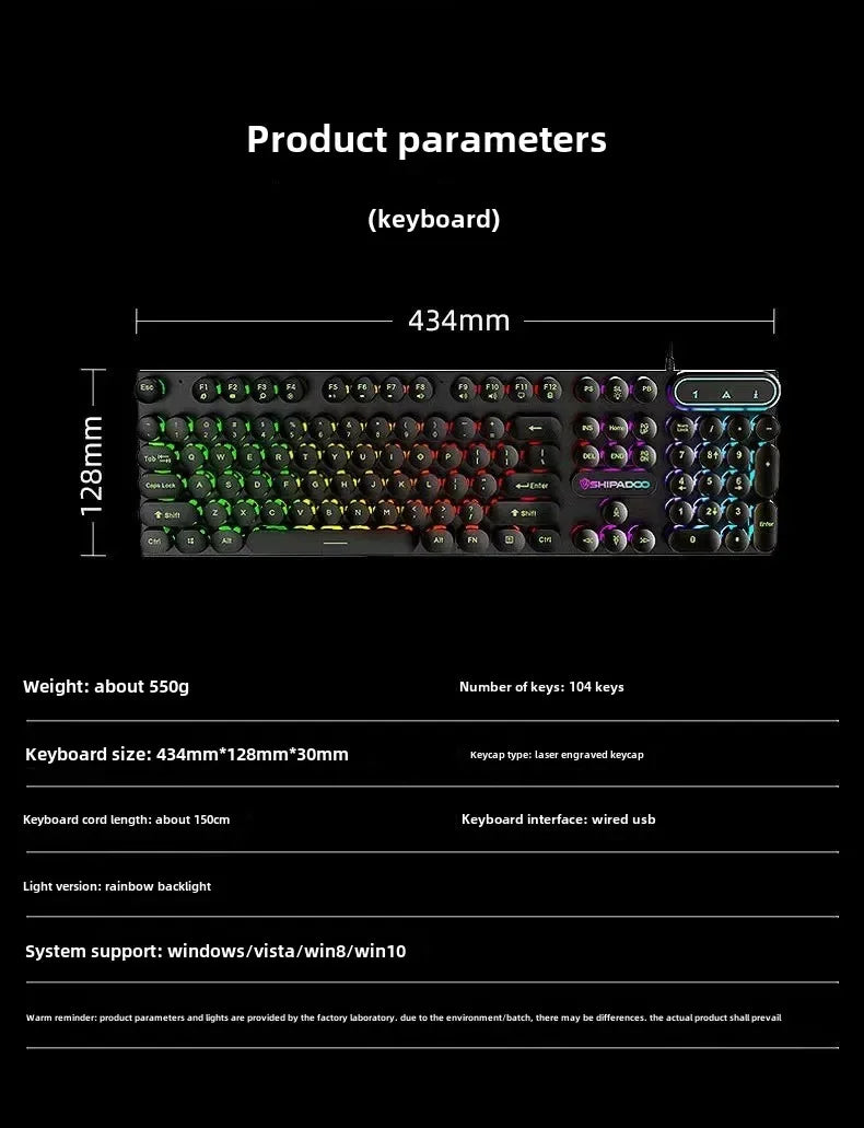 Mechanical Gaming Keyboard USB Wired 104-Key Gaming Keyboard for PC, Laptop & Desktop, Steampunk English Keyboard for Gaming, Office & Typing