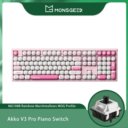 Tastiera meccanica wireless Akko MonsGeek MG108B Bun Wonderland, profilo MOG, RGB, 108 tasti, formato full size, hot swap, USB / 2.4G / BT 5.0