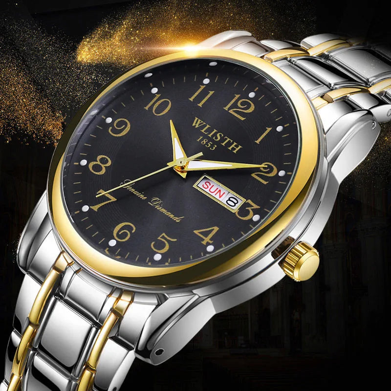 Luxury ladies’ watch, quartz watch, digital wristwatch, water-resistant, with calendar and backlight; fashionable and professional style, also suitable for men.