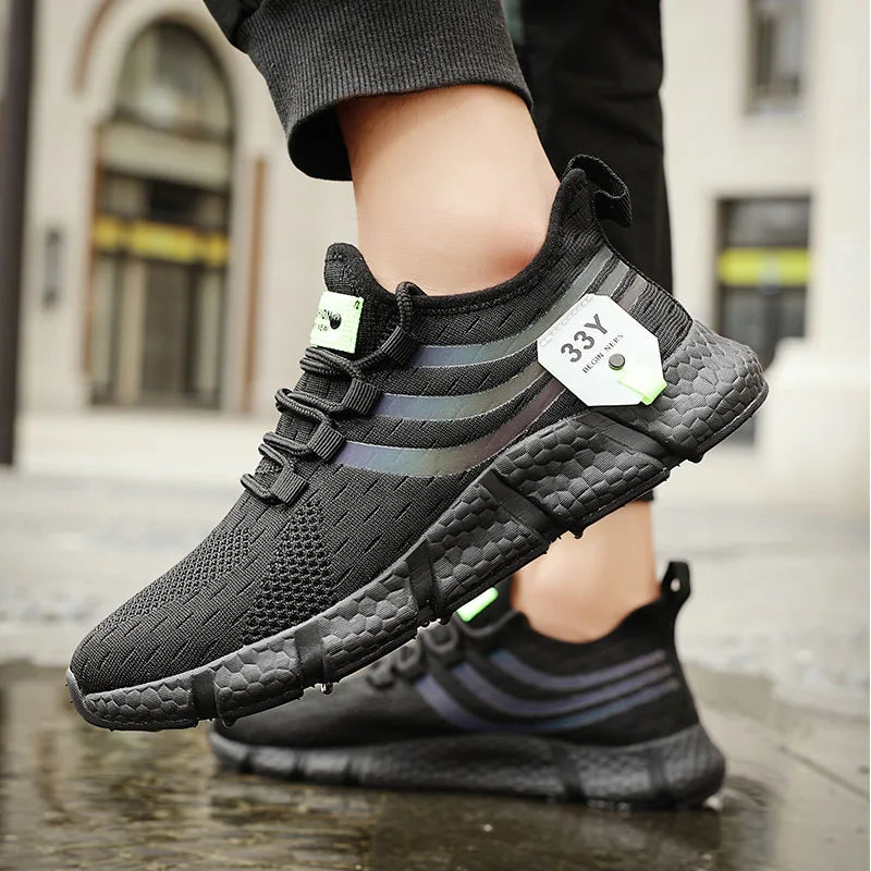 Chaussures de dehors Décontractées pour Homme, Baskets Légères et Respirantes, en Maille, Noires, de Course, d'Athlétisme, de Jogging, de Tennis, de Marche