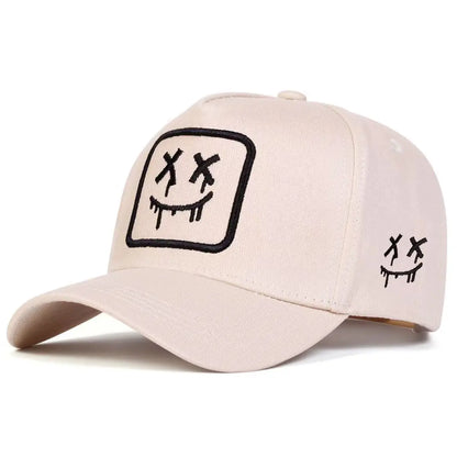 Cappellini da baseball unisex XX con ricamo a faccina sorridente, per primavera e autunno, da esterno, casual, regolabili, cappellino parasole, cappellino sportivo