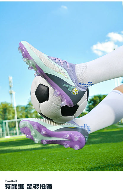 Męskie buty piłkarskie, sportowe buty do piłki nożnej, buty z kolcami do użytku na świeżym powietrzu, dla dorosłych, antypoślizgowe, dla chłopców, z długimi kolcami, treningowe, oddychające, meczowe, wygodne