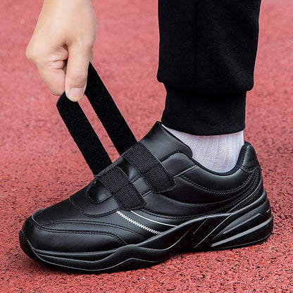 Men's Adjustable Hook and Loop Leather Sneakers Casual Sports Shoes White Sneakers Masculino Zapatillas Deportivas Tenis