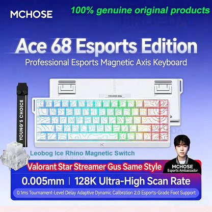 MCHOSE ACE 60 Pro ACE68 V2 Customized Magnetic Axis Gaming Mechanical Keyboard Wired Hot Swap 0.08ms 0.001mmRT 8KHz 256K SOCD/RS