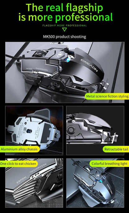 Mechanical Metal Gaming Mouse Wired Ergonomic RGB Gaming Mouse, 12800 DPI Optical USB Gaming Mouse with 7 Programmable Buttons for PC & Laptop