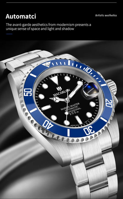MACARLON Design New 41mm Mechanical Watch Men Sapphire Glass Luminous Stainless Steel Waterproof China NH35 Automatic Watch TOP