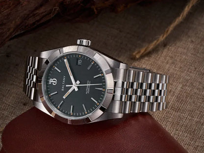 Baltany S4102 Business Man Automatic Mechanical Wristwatch 36mm Linen Dial Engine Turned Bezel NH35 Luxury Dress Watch For Man