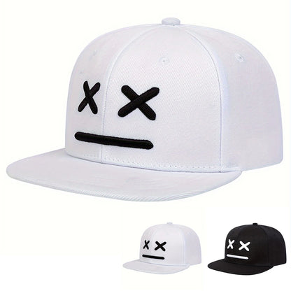 Cappellini unisex XX con ricamo a faccina sorridente, stile hip-hop, primavera-autunno, casual, regolabili, con chiusura a scatto, cappellini da baseball, cappellini parasole, cappellini sportivi