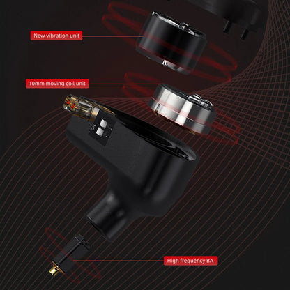 CVJ Assassin Hybrid Gaming Earphones 1DD+1BA Vibration Driver Wired HiFi Headphones with Mic, Type-C & 3.5mm In-Ear Gaming Earphones for E-Sports