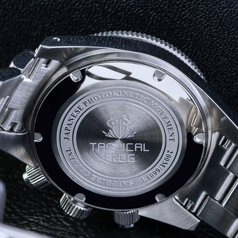 Tactical Frog V2 Solar Chronograph Men Watch Sapphire Crystal Mirror Ceramic Bezel VS75A Eco-Drive Quartz 20Bar Waterproof Watch