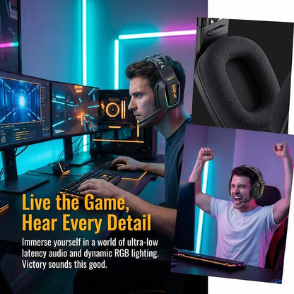 ONIKUMA GT808 Wireless Gaming Headset with 45dB Active Noise Cancelling, Hi-Res Audio, 2.4GHz, Bluetooth 5.3, Wired, 60H Battery for PC, PS5 & Switch
